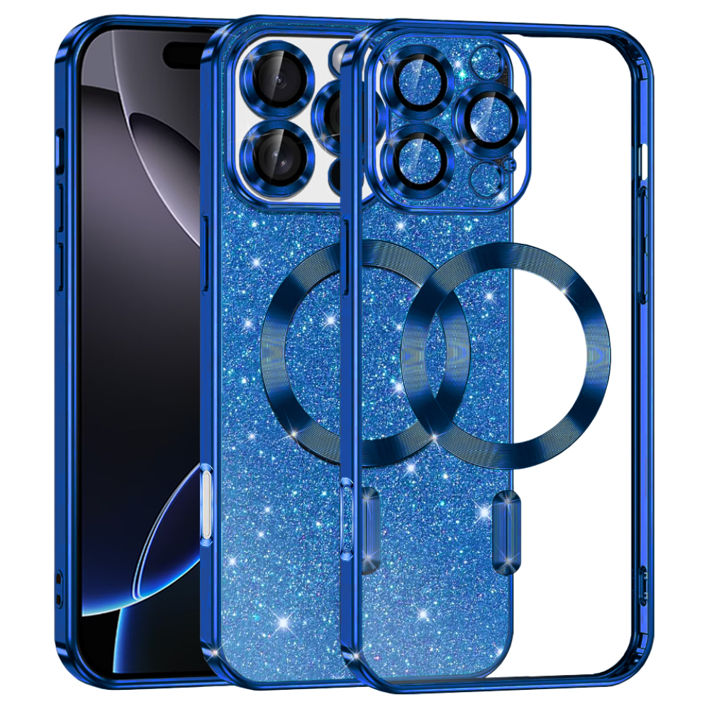Калъф за iPhone 16 Pro Max - Techsuit Luxury Glitter MagSafe - Deep Син