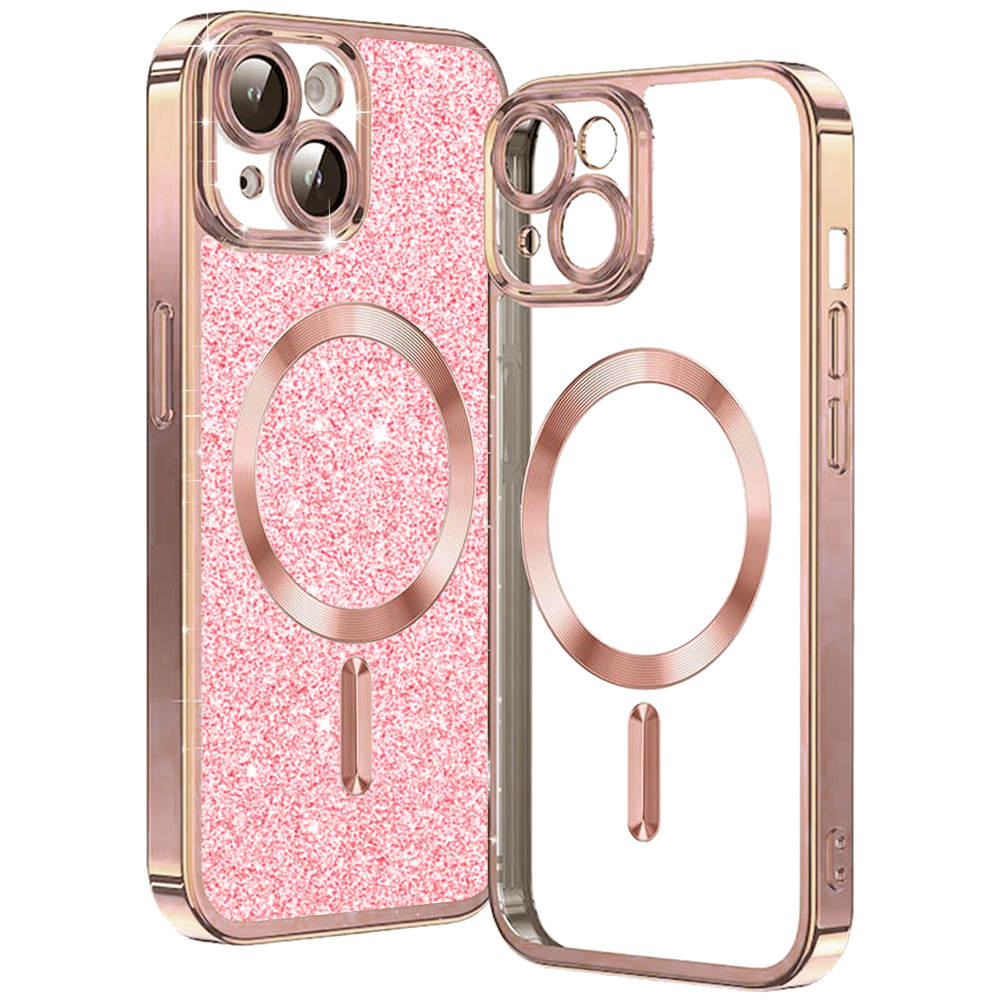 Калъф за iPhone 15 - Techsuit Luxury Glitter MagSafe - Розово злато