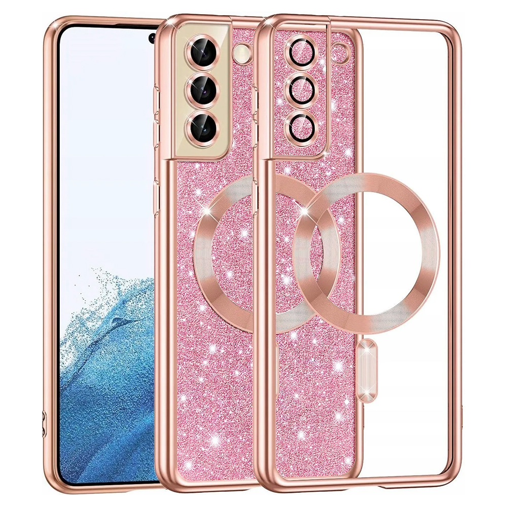 Калъф за Samsung Galaxy S21 FE 5G - Techsuit Luxury Glitter MagSafe - Розово злато