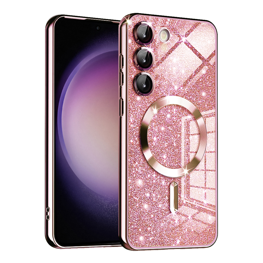 Калъф за Samsung Galaxy S23 - Techsuit Luxury Glitter MagSafe - Розово злато