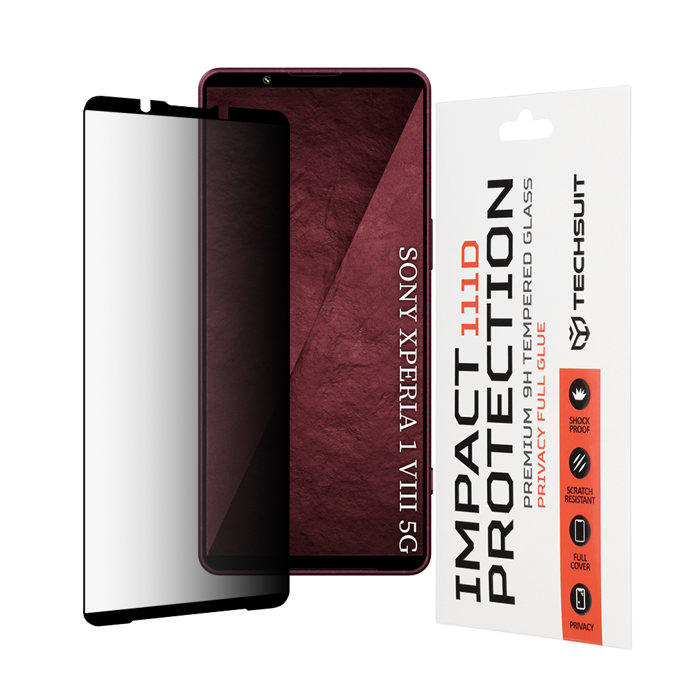 Sony Xperia 1 VIII - Techsuit 111D Privacy Full Glue - Черен