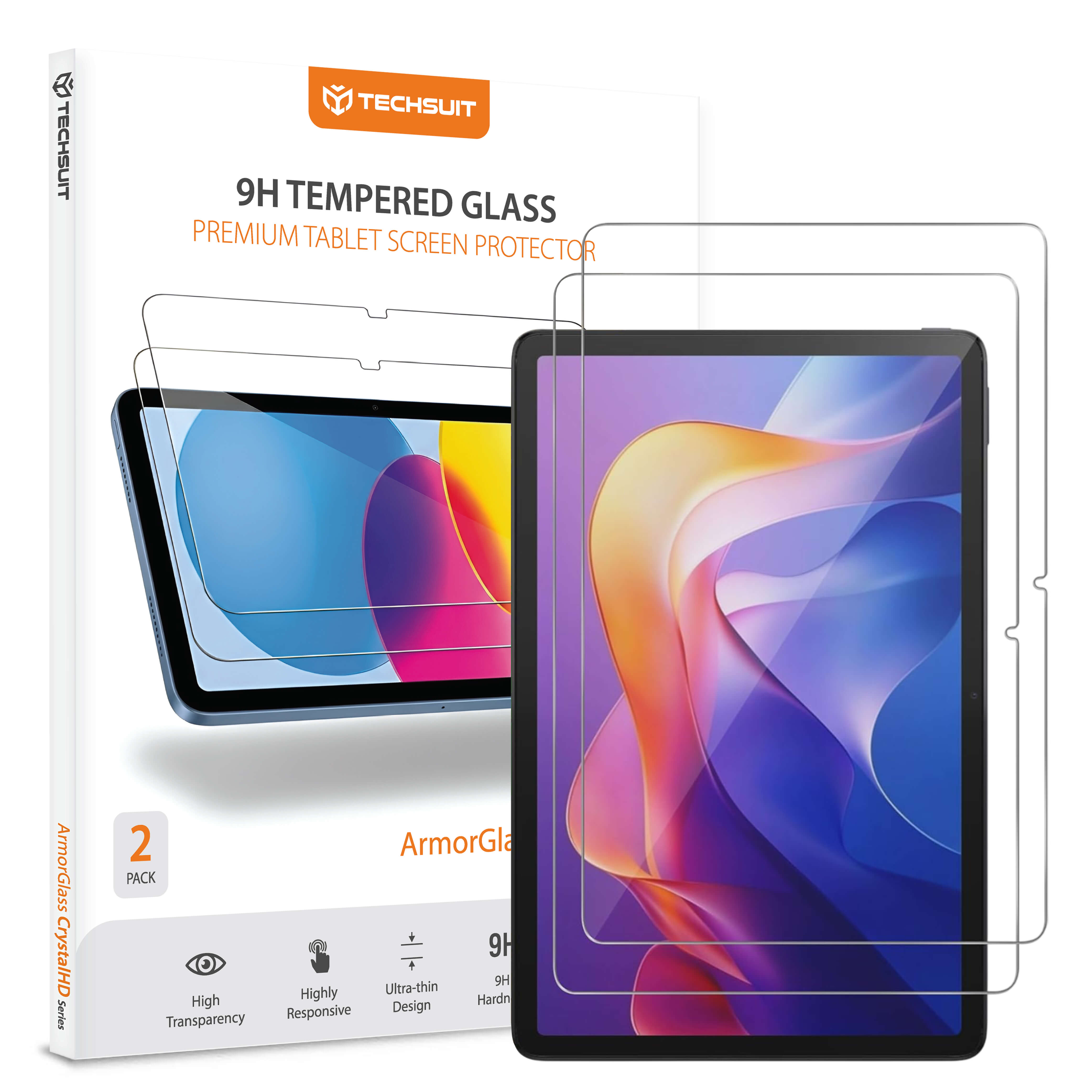 Капак за Xiaomi Redmi Pad 2 (комплект 2) - Techsuit ArmorGlass CrystalHD - Прозрачен