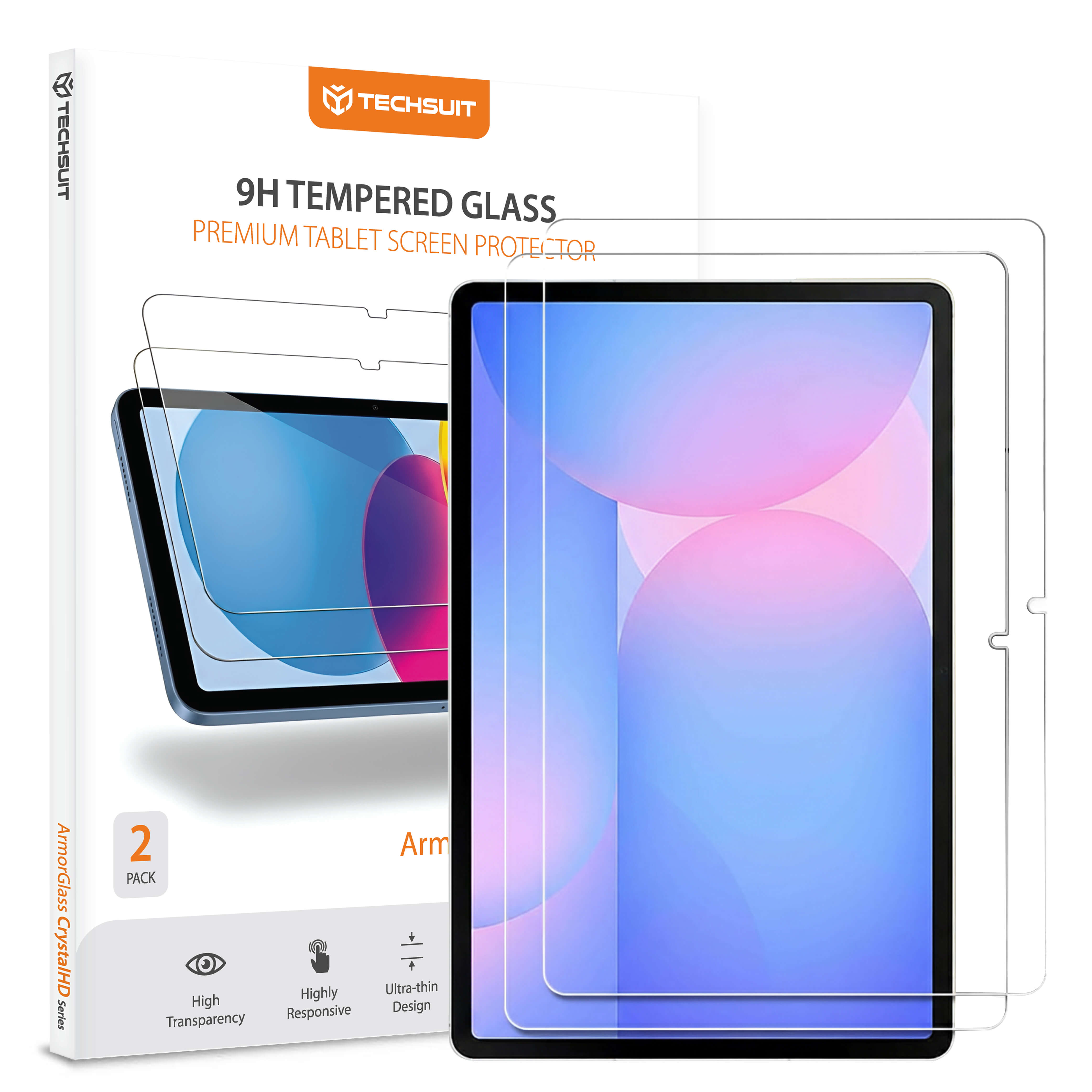 Калъф за Samsung Galaxy Tab S10 FE Plus (комплект 2) - Techsuit ArmorGlass CrystalHD - Прозрачен