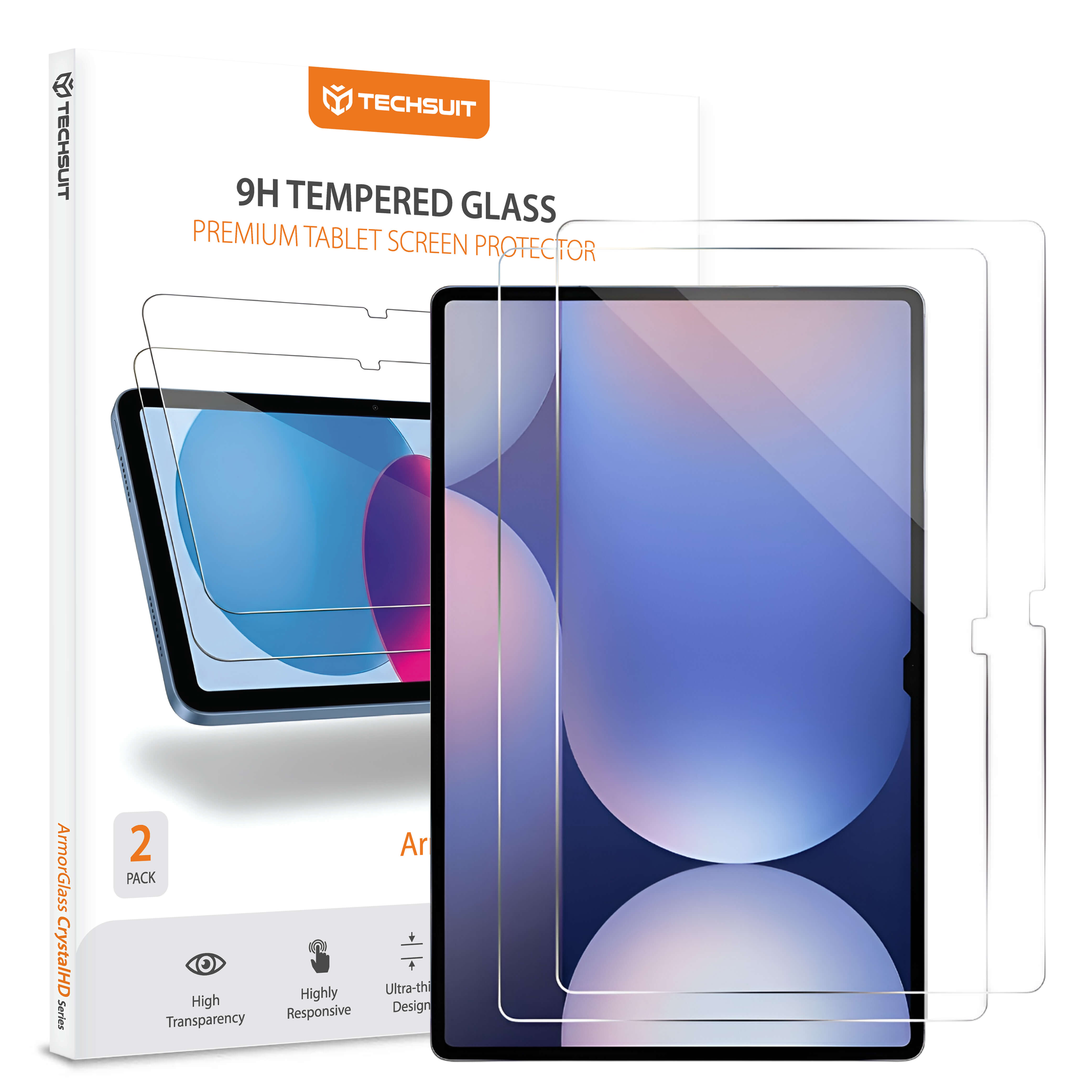 Калъф за Samsung Galaxy Tab S9 Plus / S9 FE Plus / S10 Plus (комплект 2) - Techsuit ArmorGlass CrystalHD - Прозрачен