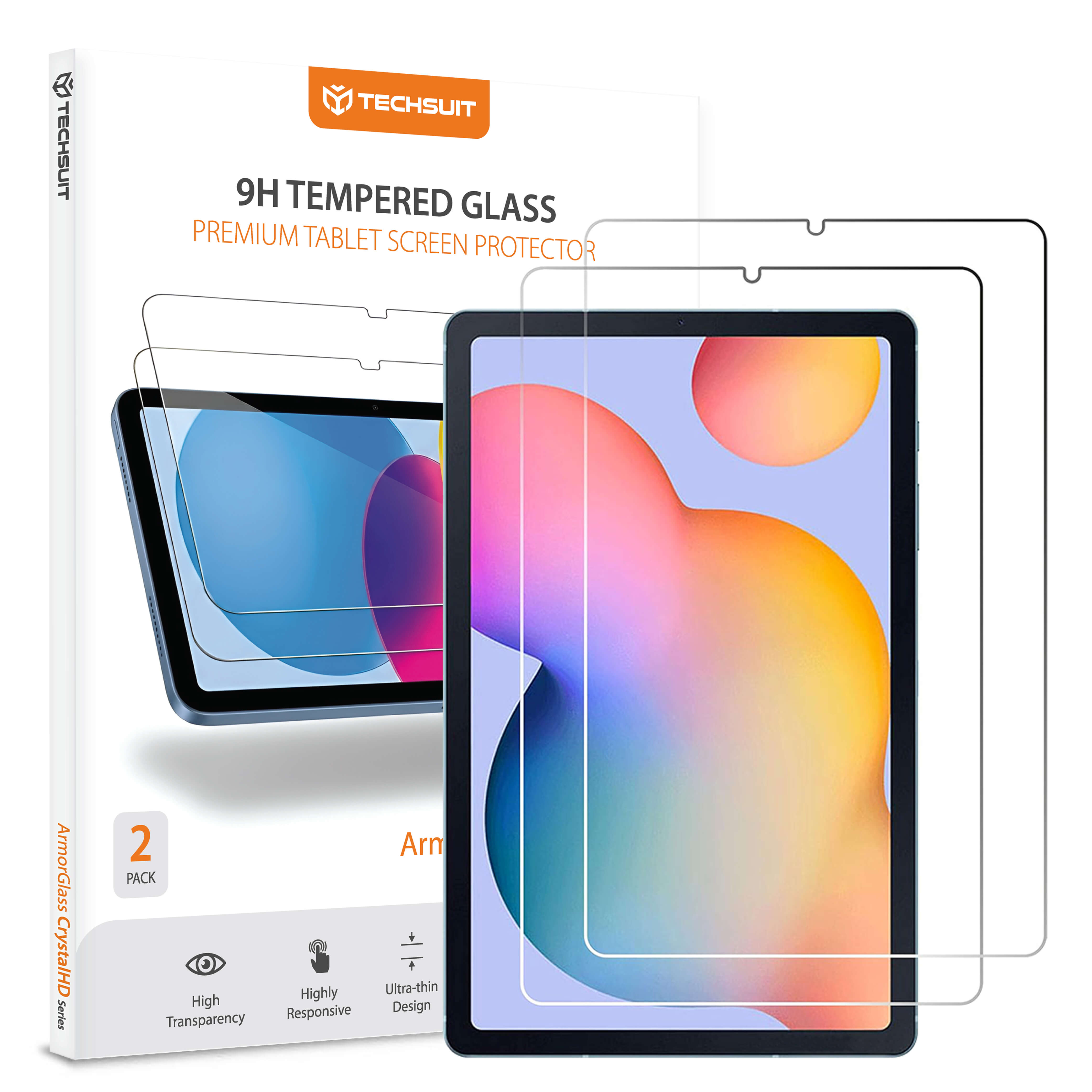 Капак за Samsung Galaxy Tab S6 Lite (2020/2022/2024) (комплект 2) - Techsuit ArmorGlass CrystalHD - Прозрачен