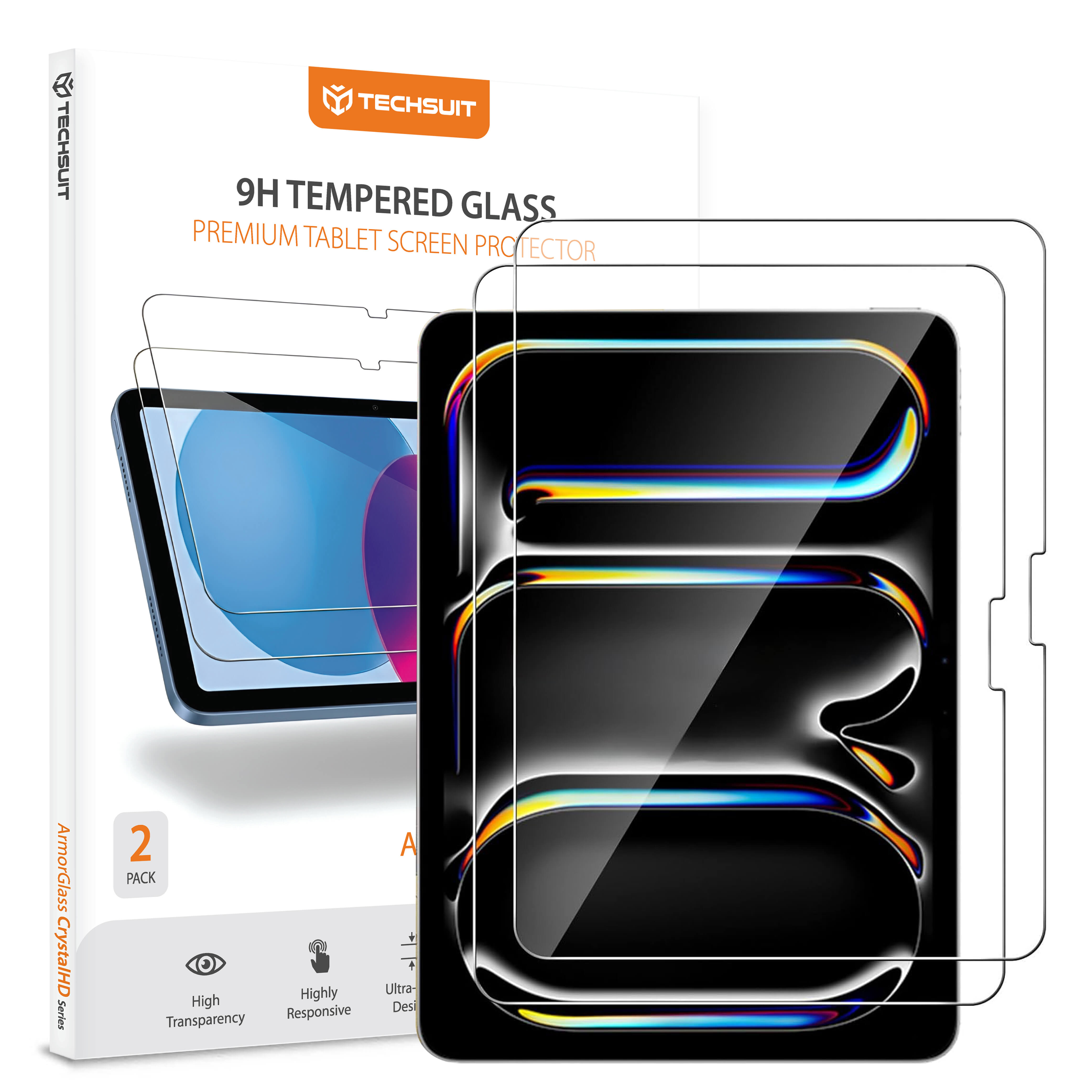 Калъф за iPad Pro 13 (2024) / iPad Pro 13 (2025) / iPad Air 13 (2024) (комплект 2) - Techsuit ArmorGlass CrystalHD - Прозрачен