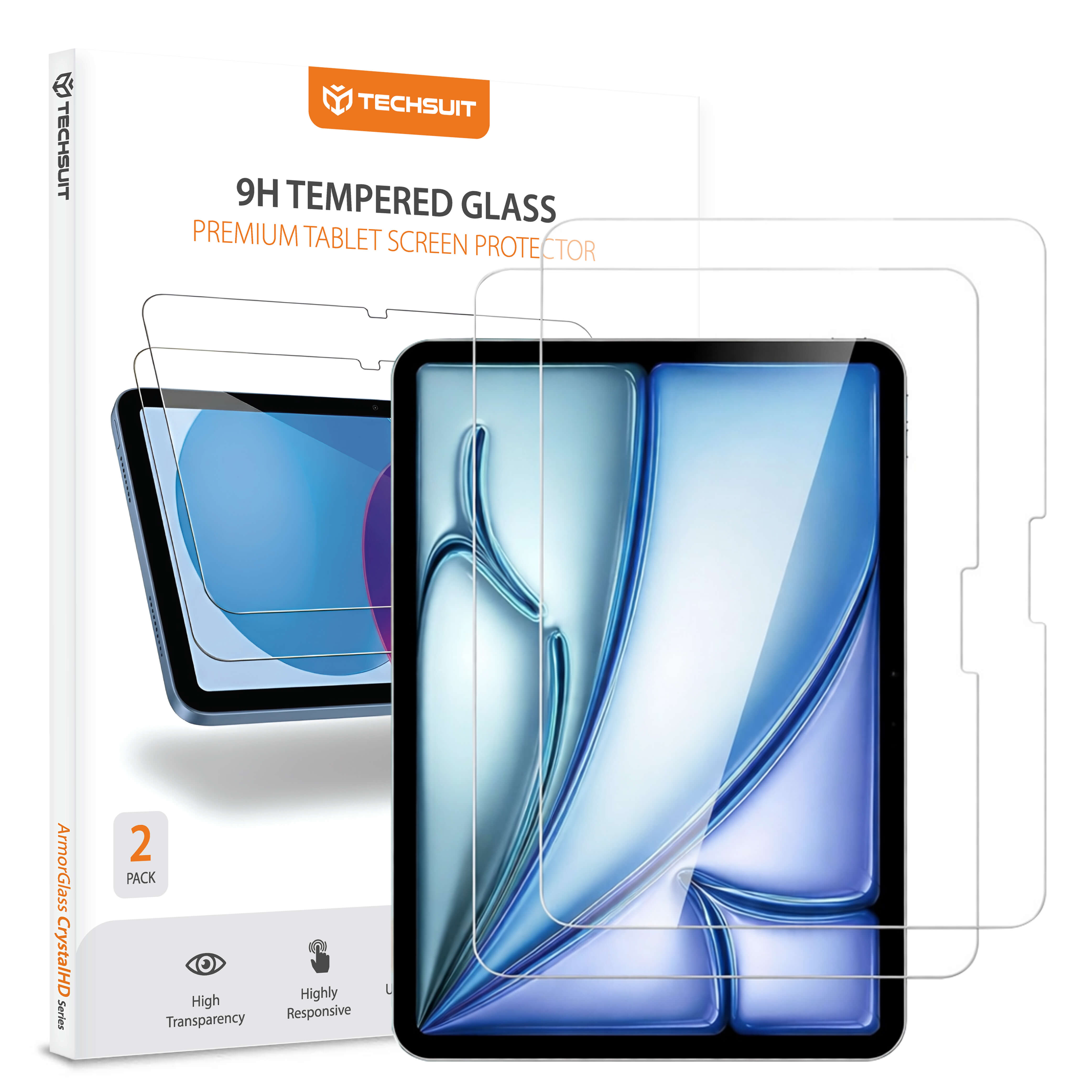 Калъф за iPad Air 11 (2024) / Air 11 (2025) / Air 11 (2026) (комплект 2) - Techsuit ArmorGlass CrystalHD - Прозрачен