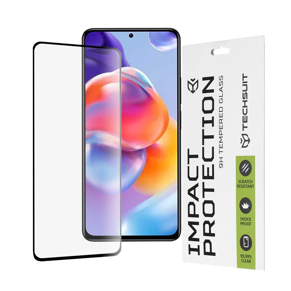 Капак за Xiaomi Redmi Note 11 Pro 4G / Note 11 Pro 5G / Note 11 Pro+ 5G / Poco X4 Pro 5G - Techsuit 111D Full Cover / Full Glue Glass - Черен