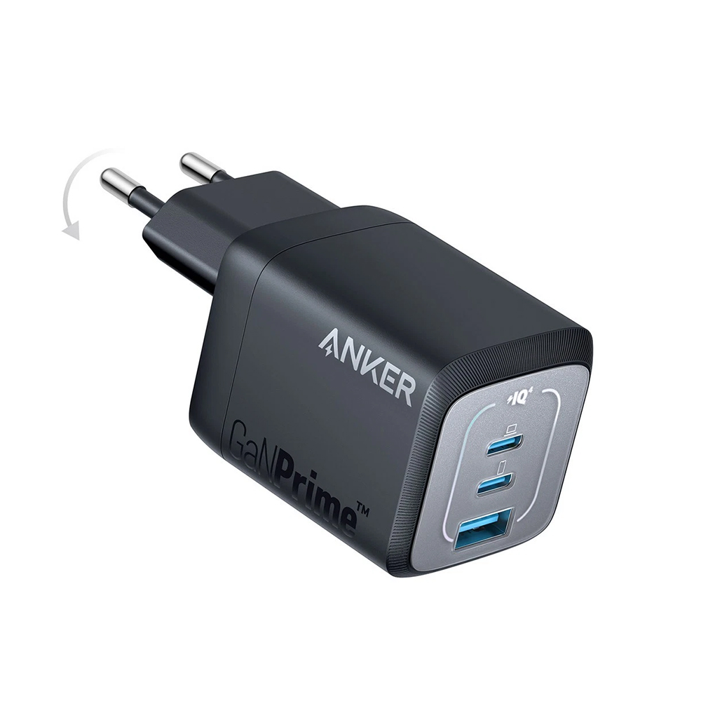 GaN зарядно за контакт с бързо зареждане, 67W, 2x Type-C, EU - Anker GaN Prime (A2669313) - Сив
