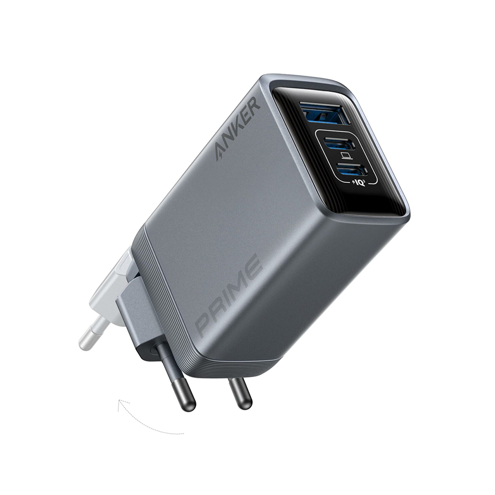 GaN зарядно за контакт, 2x Type-C, USB, 100W, EU - Anker GaN Prime (A2688341) - Сив