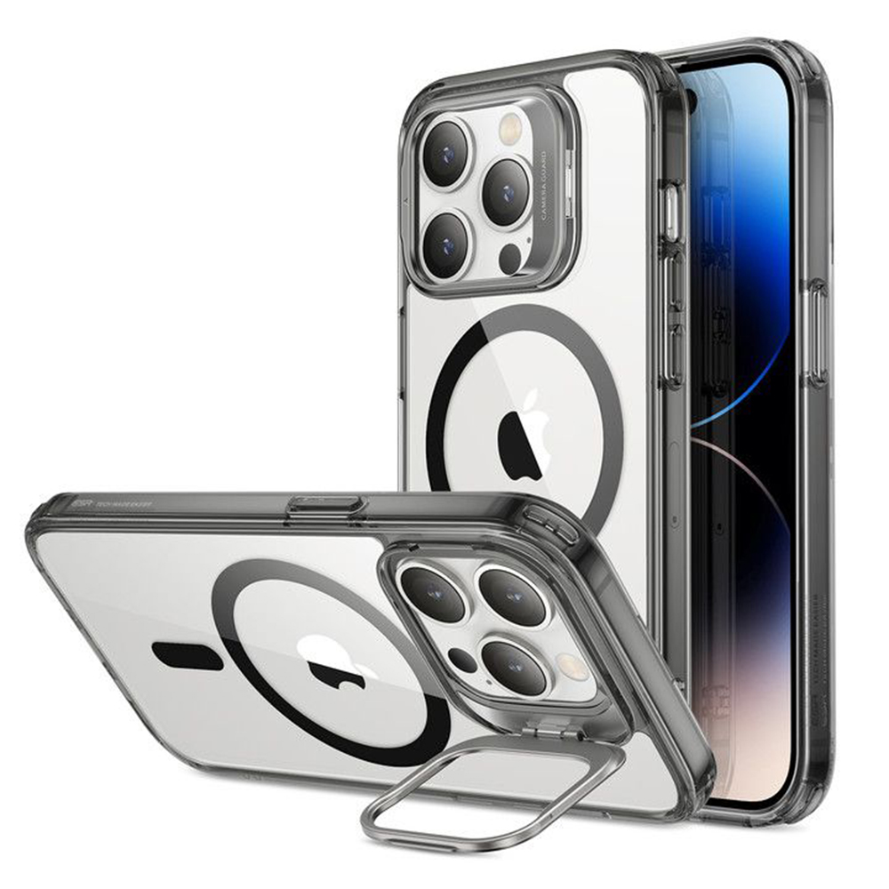 Калъф за iPhone 14 Pro - ESR Classic Kickstand HaloLock - Прозрачен Черен