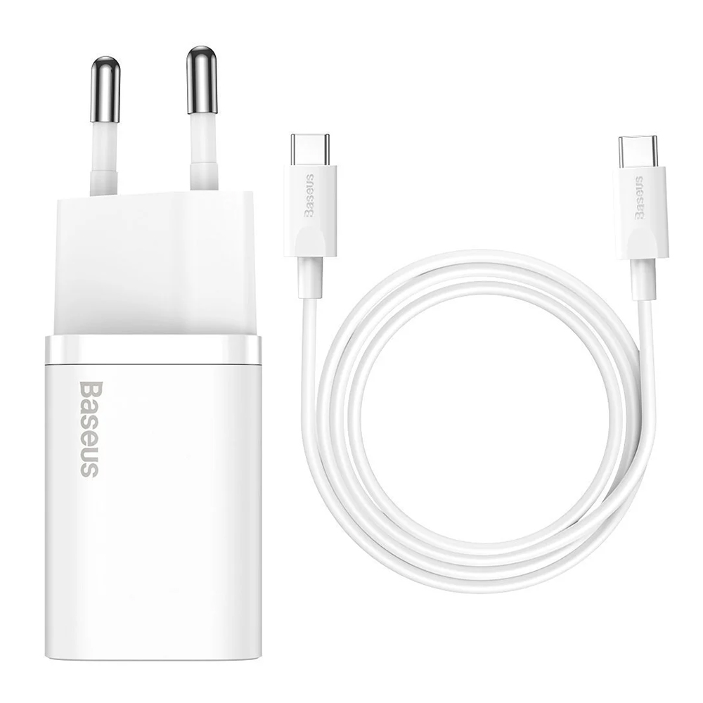 Priza Type-C PD25W Type-C Charger + Type-C кабел - Baseus Super Si (TZCCCSUP-L02) - Бял