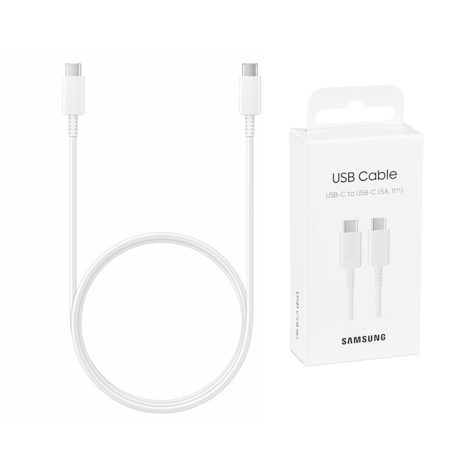 Кабел за данни USB-C към Type-C Супер бързо зареждане 5A, 1m - Samsung (EP-DN975BWEGWWW) - Бял (блистерна опаковка)
