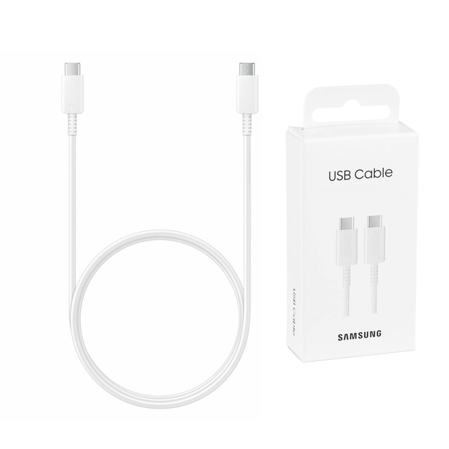 Кабел за данни USB-C към Type-C бързо зареждане 3A 3A, 1m - Samsung (EP-DA705BWEGWWW) - бял (блистерна опаковка)