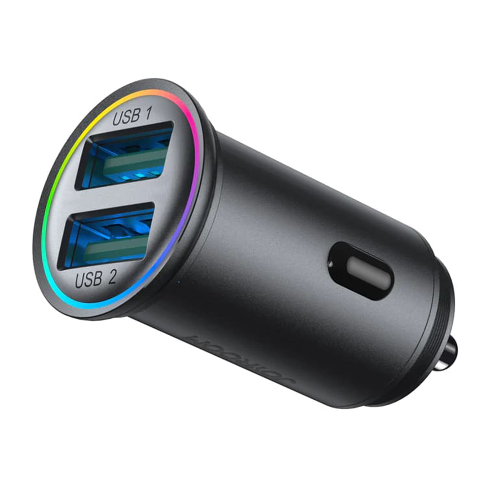 JoyRoom - Car Charger (JR-CCN03) - 2x USB, RGB LED Lights, 24W - Black