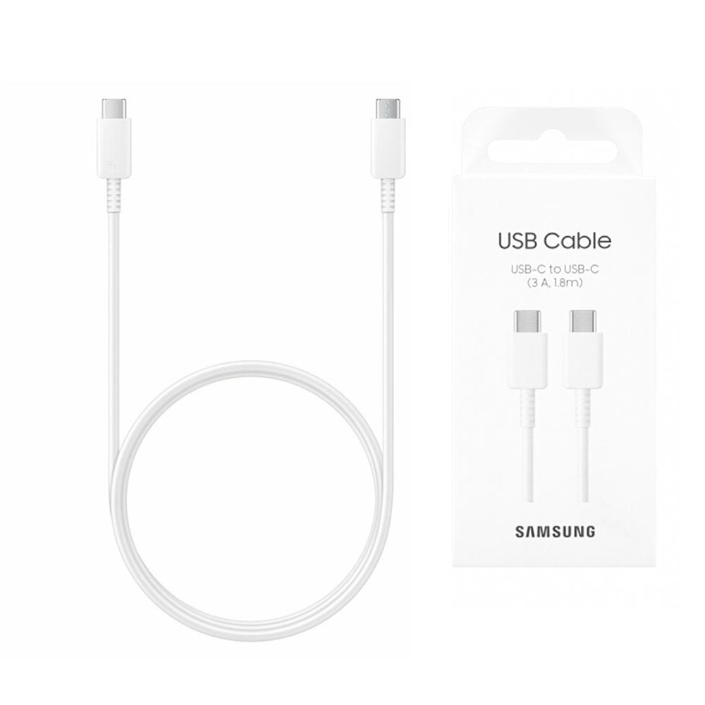 Кабел за данни Type-C към Type-C Fast Charging 3A, 1.8m - Samsung (EP-DX310JWEGEU) - Бял (Опаковка на блистер)