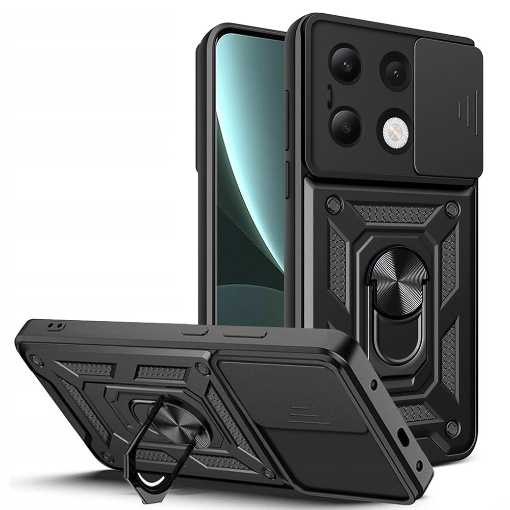 Husa Gel TPU Metal Policarbonat Magnet negru Xiaomi Redmi Note 13 7xe