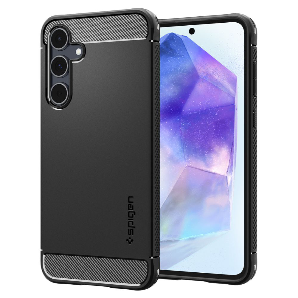 Калъф за Samsung Galaxy Galaxy A55 5G - Spigen Rugged Armor (ACS07500) - Черен