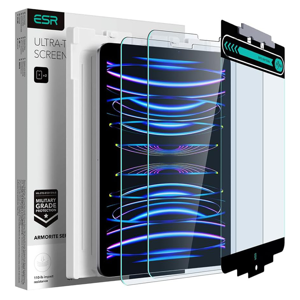 Капак за iPad Air 4 / 5 (2020/2022) / Pro 11 (2018 / 2020 / 2021 / 2022) (комплект 2) - ESR Armorite Screen Protector - Прозрачен