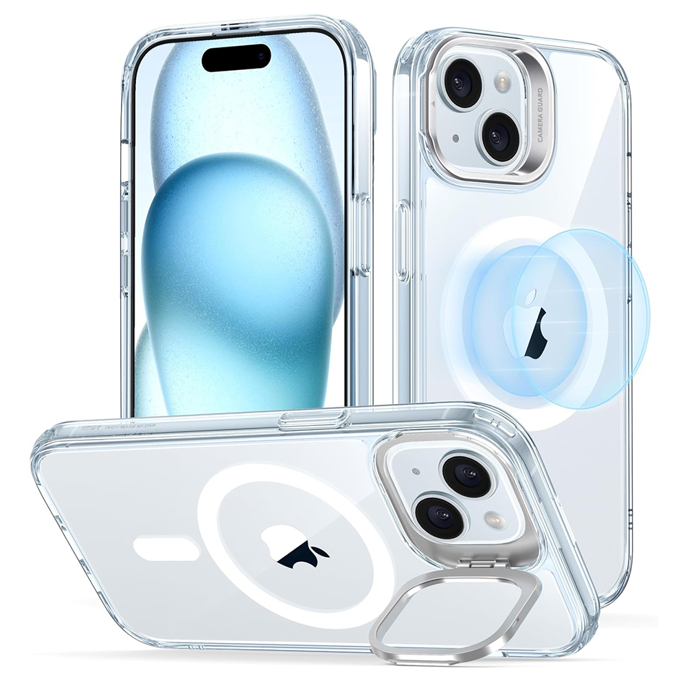 Калъф за iPhone 15 Plus - ESR Classic Hybrid Hybrid HaloLock Kickstand - Прозрачен Син