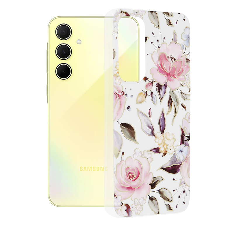 Калъф за Samsung Galaxy A35 5G - Techsuit Marble Series - Chloe Бял
