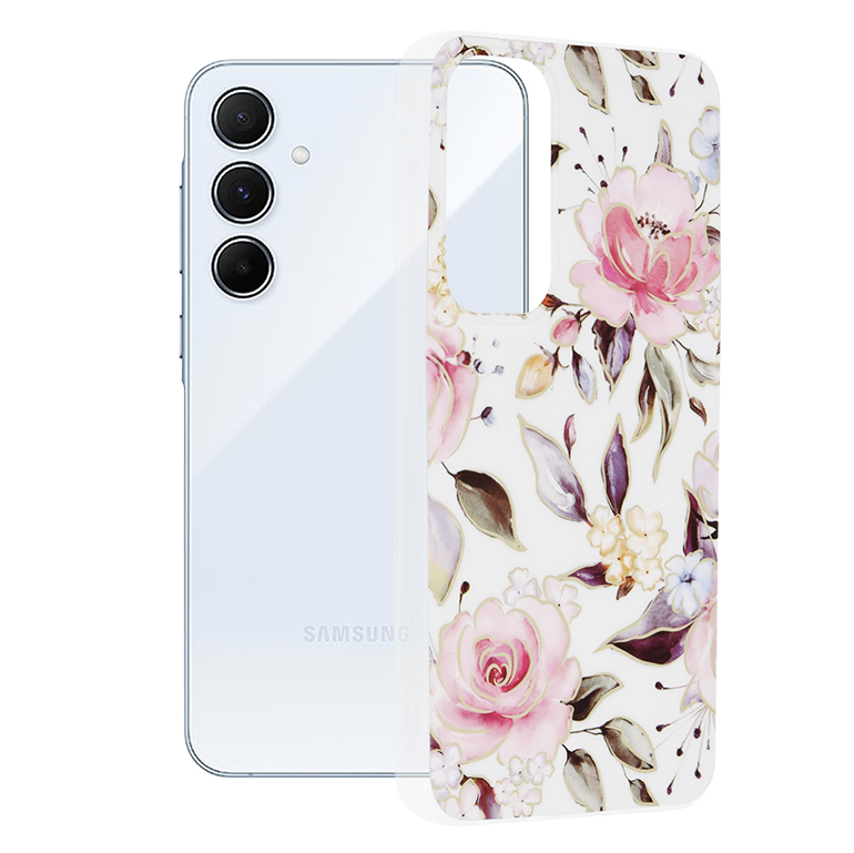 Калъф за Samsung Galaxy A55 5G - Techsuit Marble Series - Chloe Бял