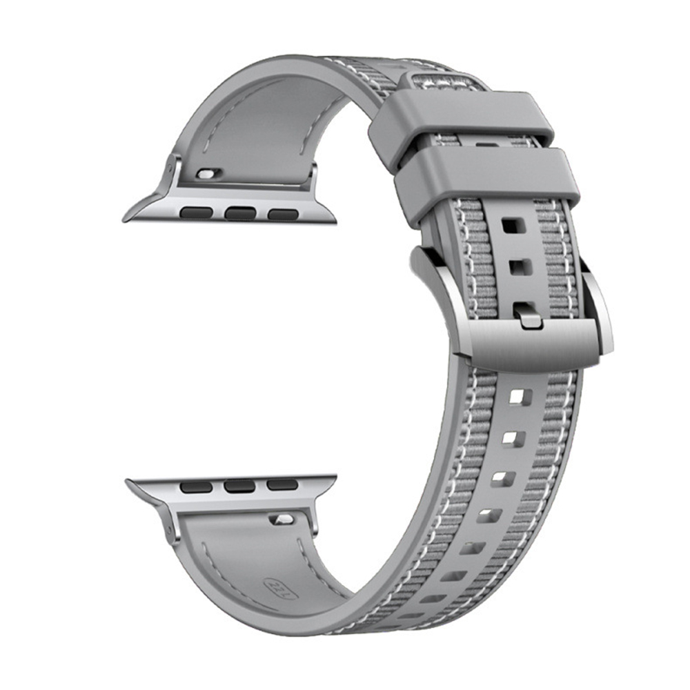 Каишка за Apple Watch 1/2/3/3/4/4/5/5/5/6/6/7/8/7/8/9/9/10/11/SE/SE 2/SE 3/Ultra/Ultra/Ultra 2/Ultra 3 (42/44/45/46/49 мм) - Каишка за часовник Techsuit (W051) - Сив