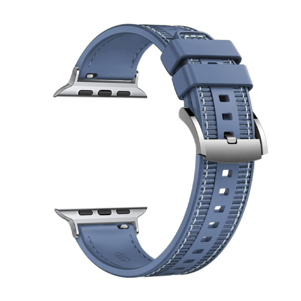 Каишка за Apple Watch 1/2/3/3/4/4/5/5/5/6/6/7/8/7/8/9/9/10/10/11/SE/SE 2/SE 3 (38/40/41/42 мм) - Каишка за часовник Techsuit (W051) - Тъмносин