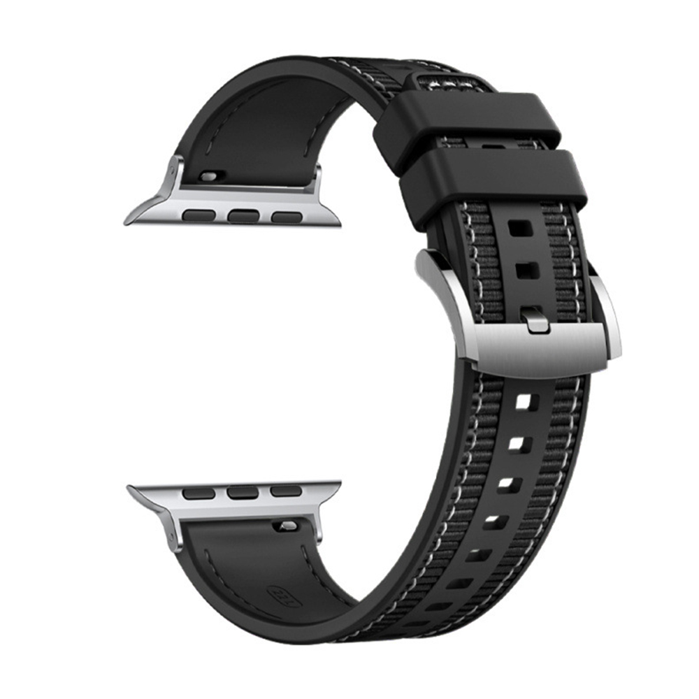 Каишка за Apple Watch 1/2/3/3/4/4/5/5/5/6/6/7/8/7/8/9/9/10/10/11/SE/SE 2/SE 3 (38/40/41/42mm) - Techsuit Watchband (W051) - Черен