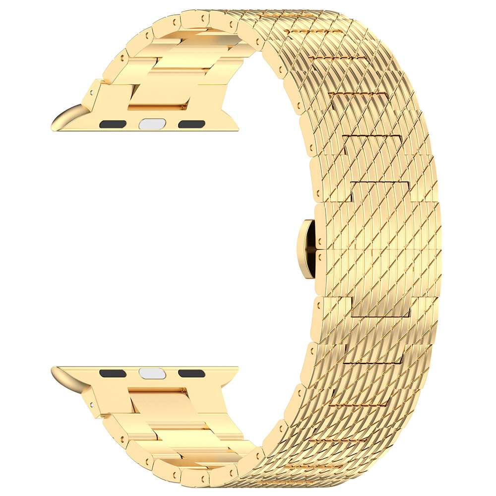 Каишка за Apple Watch 1/2/3/3/4/4/5/5/5/6/6/7/8/7/8/9/9/10/10/11/SE/SE 2/SE 3 (38/40/41/42 мм) - Каишка за часовник Techsuit (W052) - злато