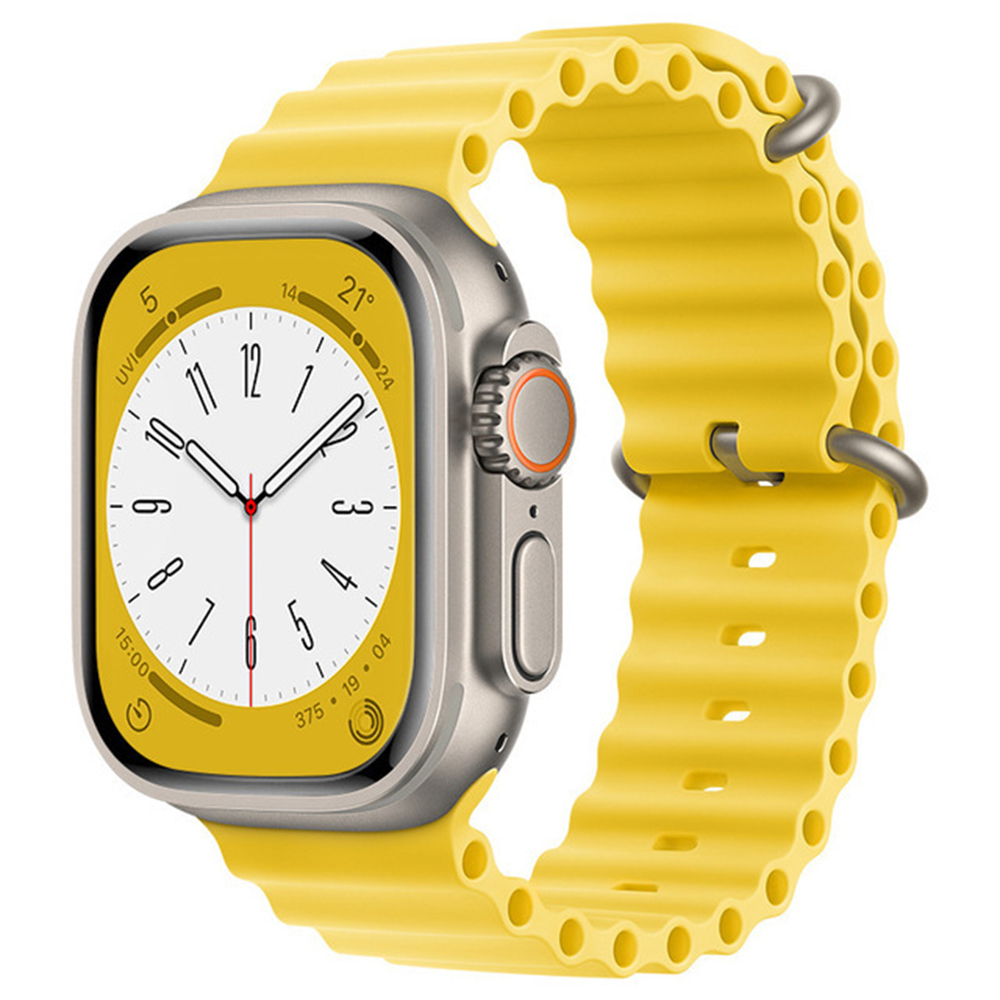 Каишка за Apple Watch 1/2/3/3/4/4/5/5/5/6/6/7/8/7/8/9/9/10/10/11/SE/SE 2/SE 3 (38/40/41/42 мм) - Каишка за часовник Techsuit (W038) - Жълт