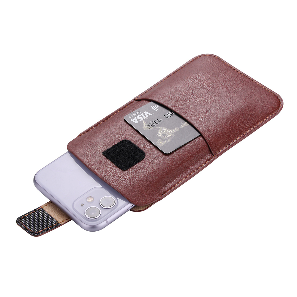 Techsuit - Belt Phone Case (BPC1) - from Premium Eco Leather, with Belt Holder, for Aprox. 6.7 inch, Size L - Brown