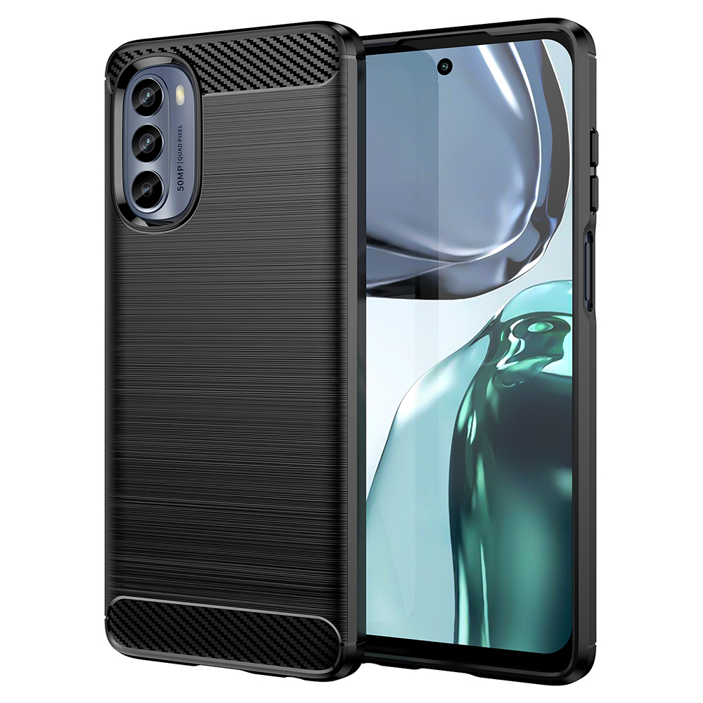 Калъф за Motorola Moto G62 5G - Techsuit Carbon Silicone - Черен